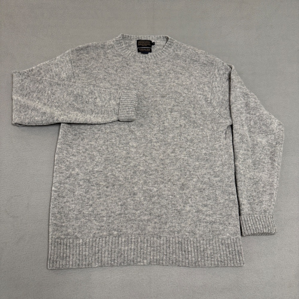 Pendleton Sweater Mens XL Gray Washable Shetland Wool Crewneck Preppy Classic